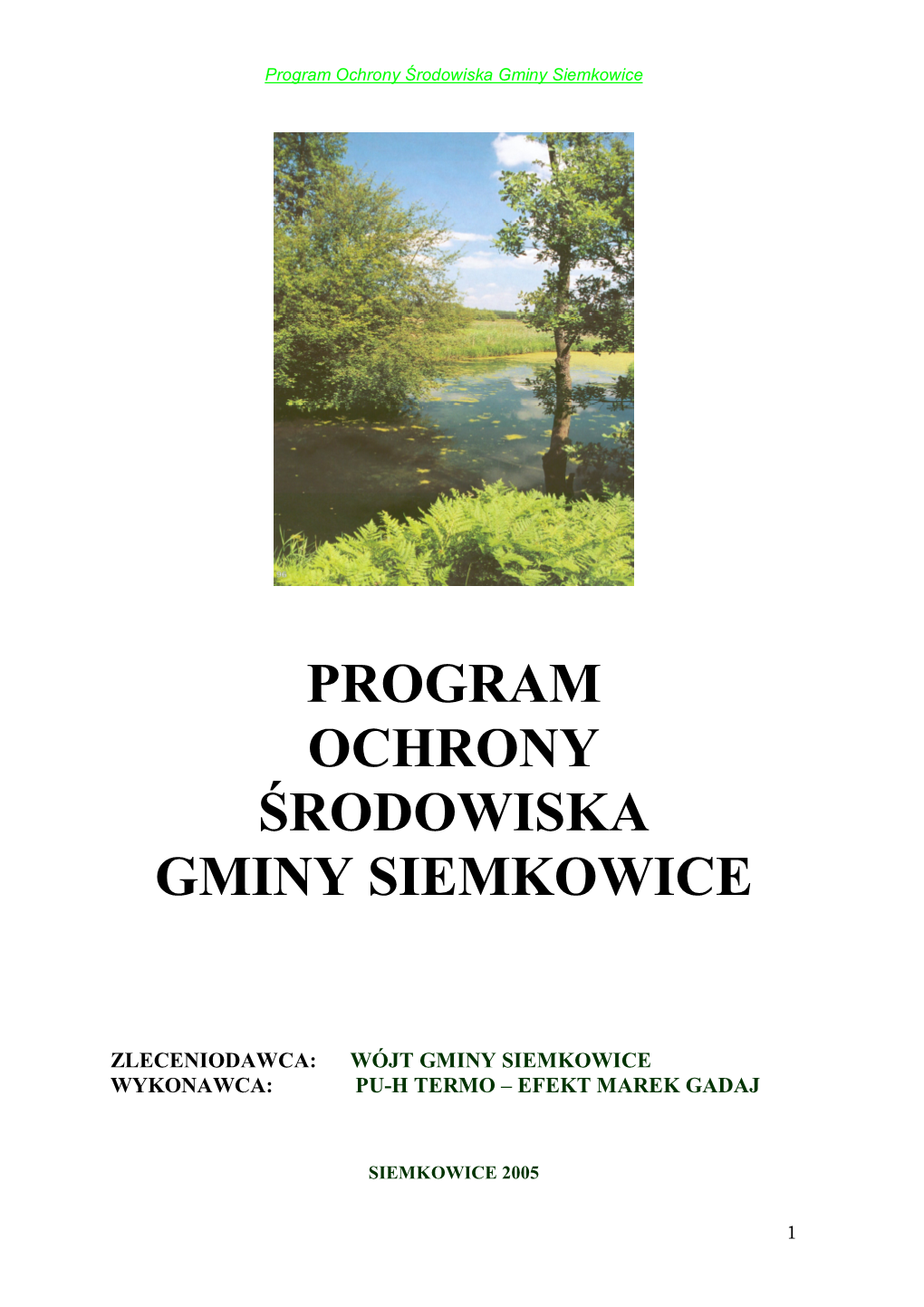 Program Ochrony Środowiska Gminy Siemkowice