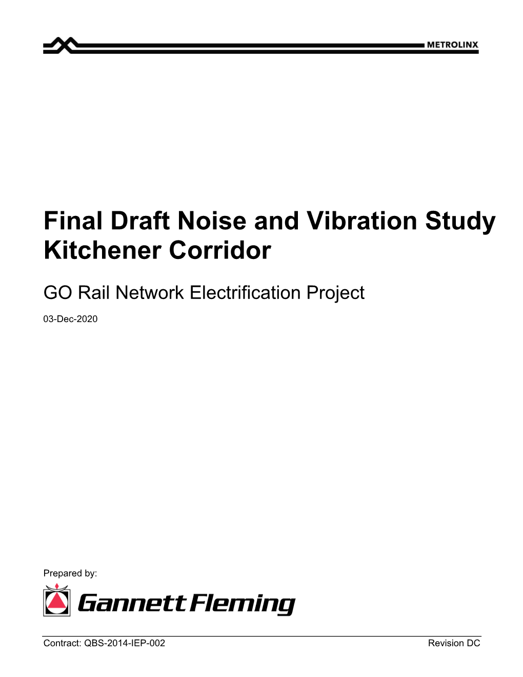 Final Draft Noise and Vibration Study Kitchener Corridor