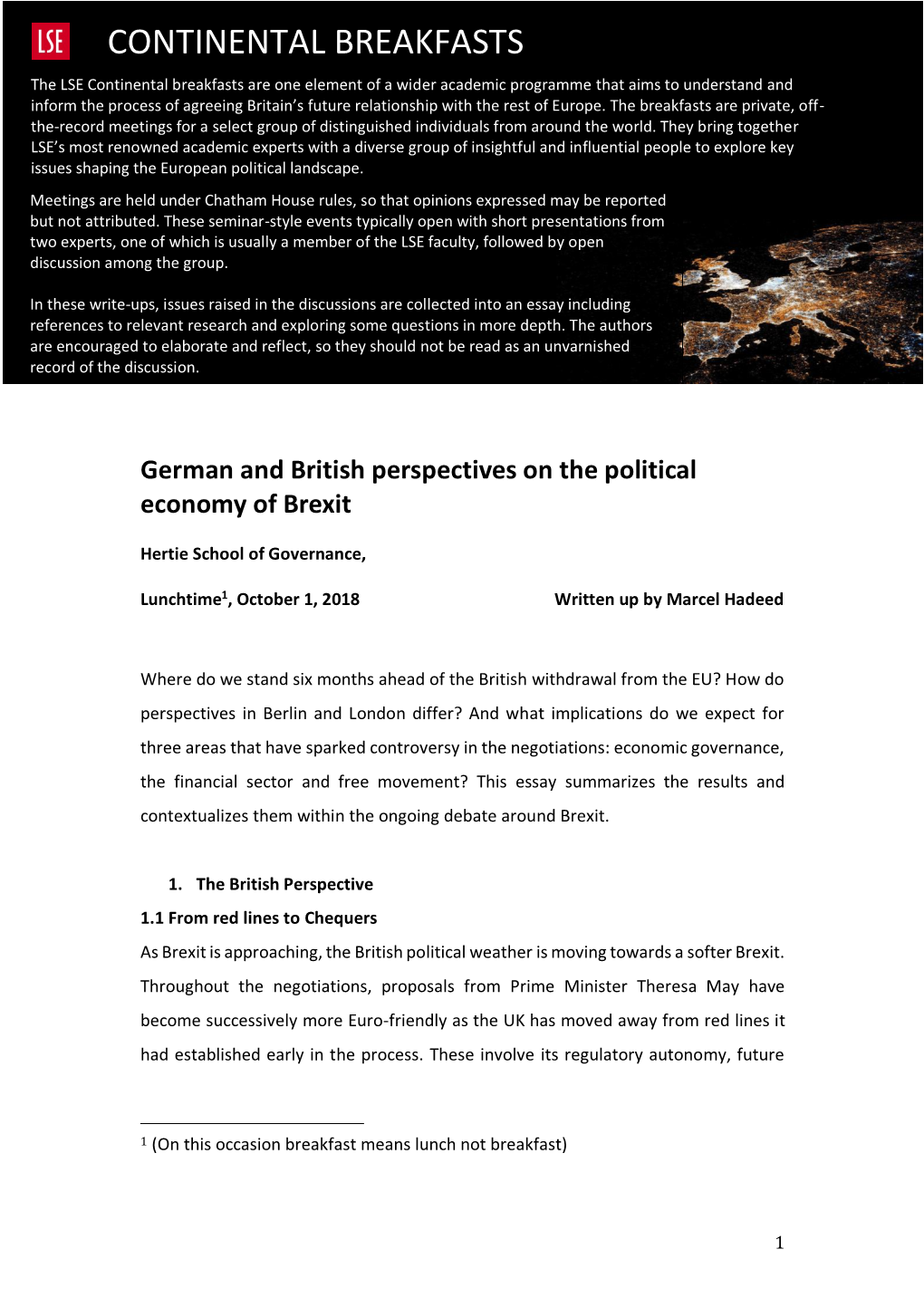 German and British Perspectives on the Political Economy of Brexit