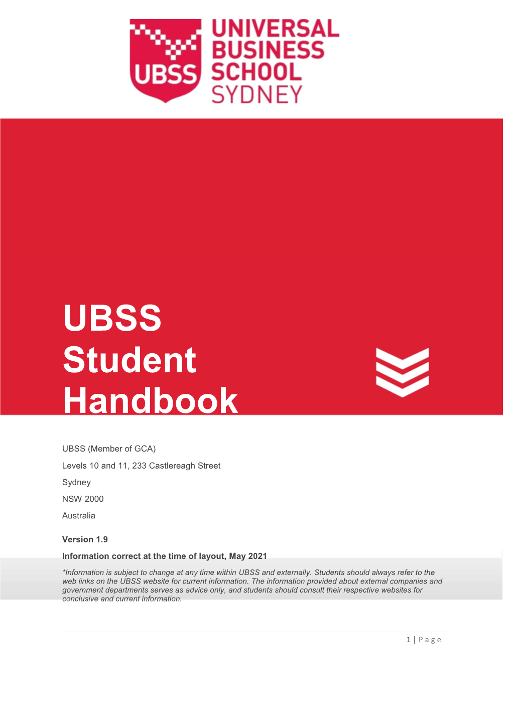 UBSS Student Handbook