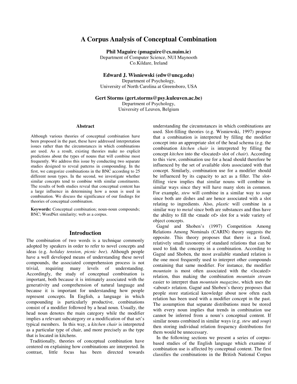 A Corpus Analysis of Conceptual Combination