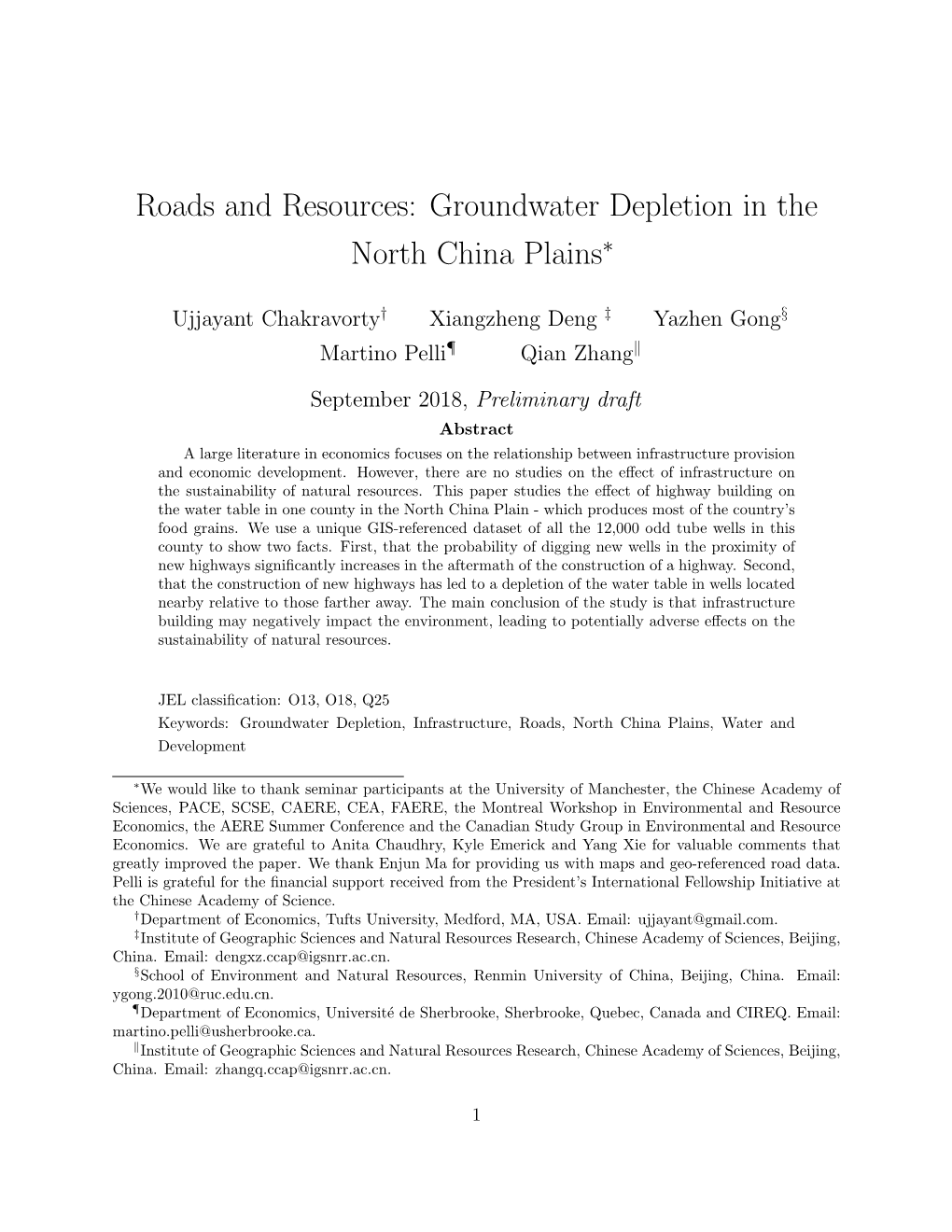 Groundwater Depletion in the North China Plains∗