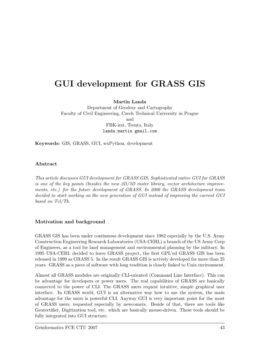 GUI Development for GRASS GIS