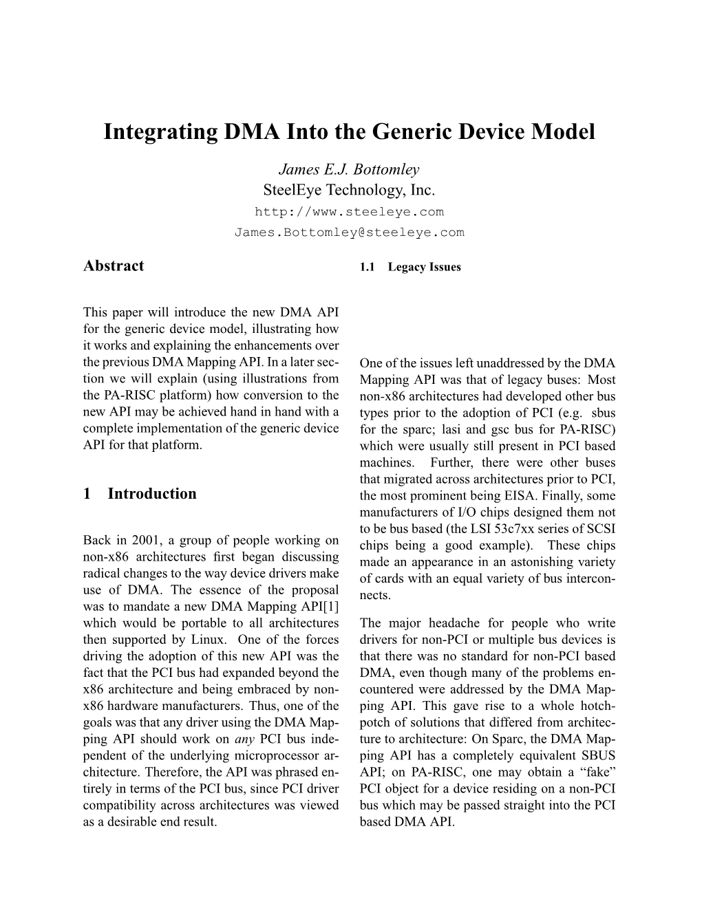 Integrating DMA Into the Generic Device Model