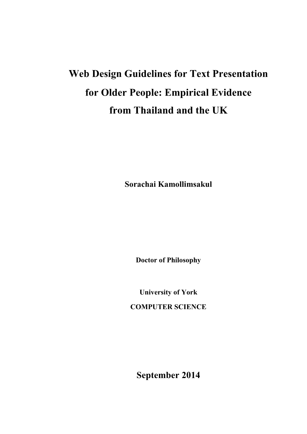 Web Design Guidelines for Text Presentation for Older People: Empirical Evidence from Thailand and the UK