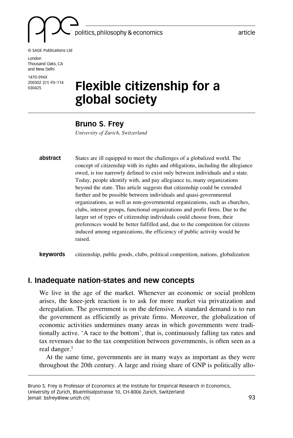 Flexible Citizenship for a Global Society