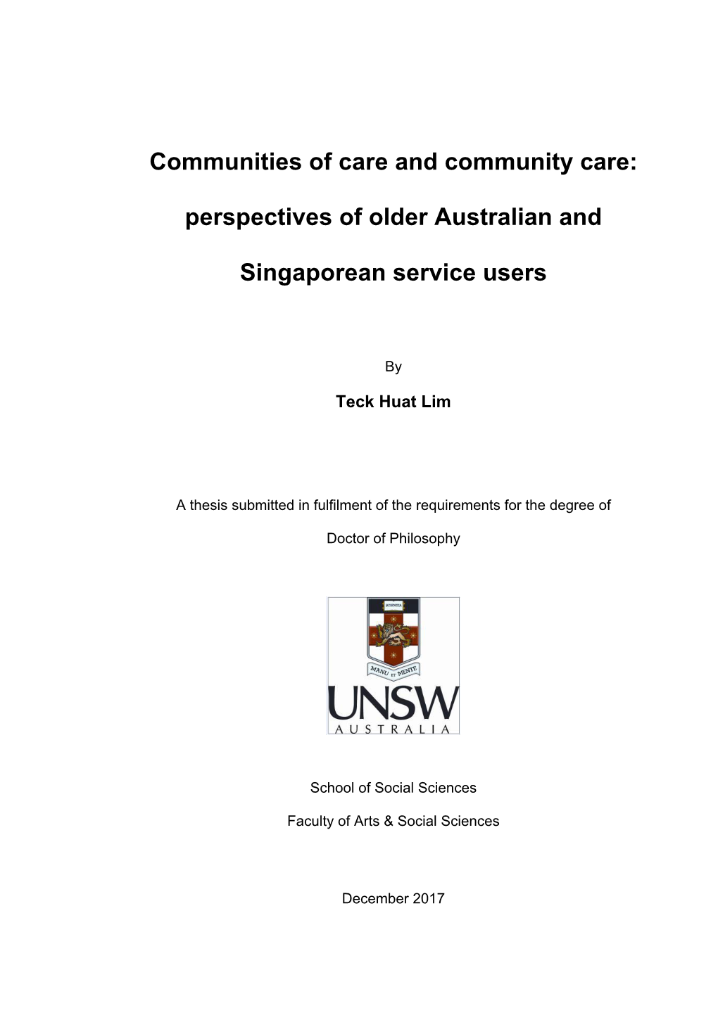 Perspectives of Older Australian and Singaporean Service Users