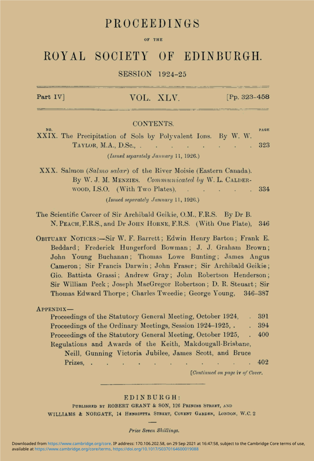 Proceedings Royal Society of Edinburgh