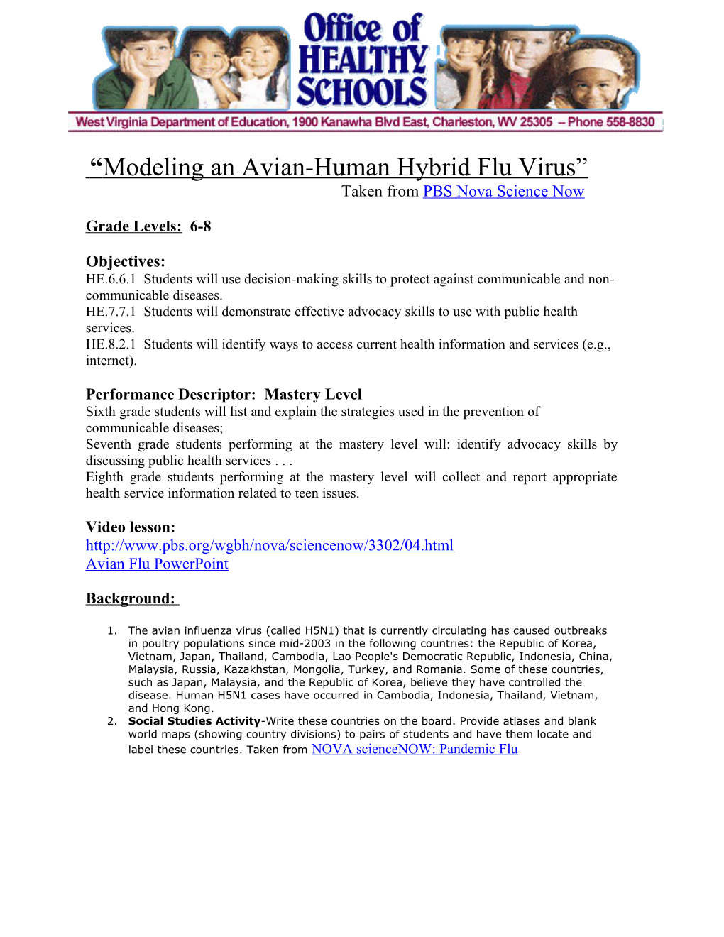 Learning Plan Title: Avian Influenza