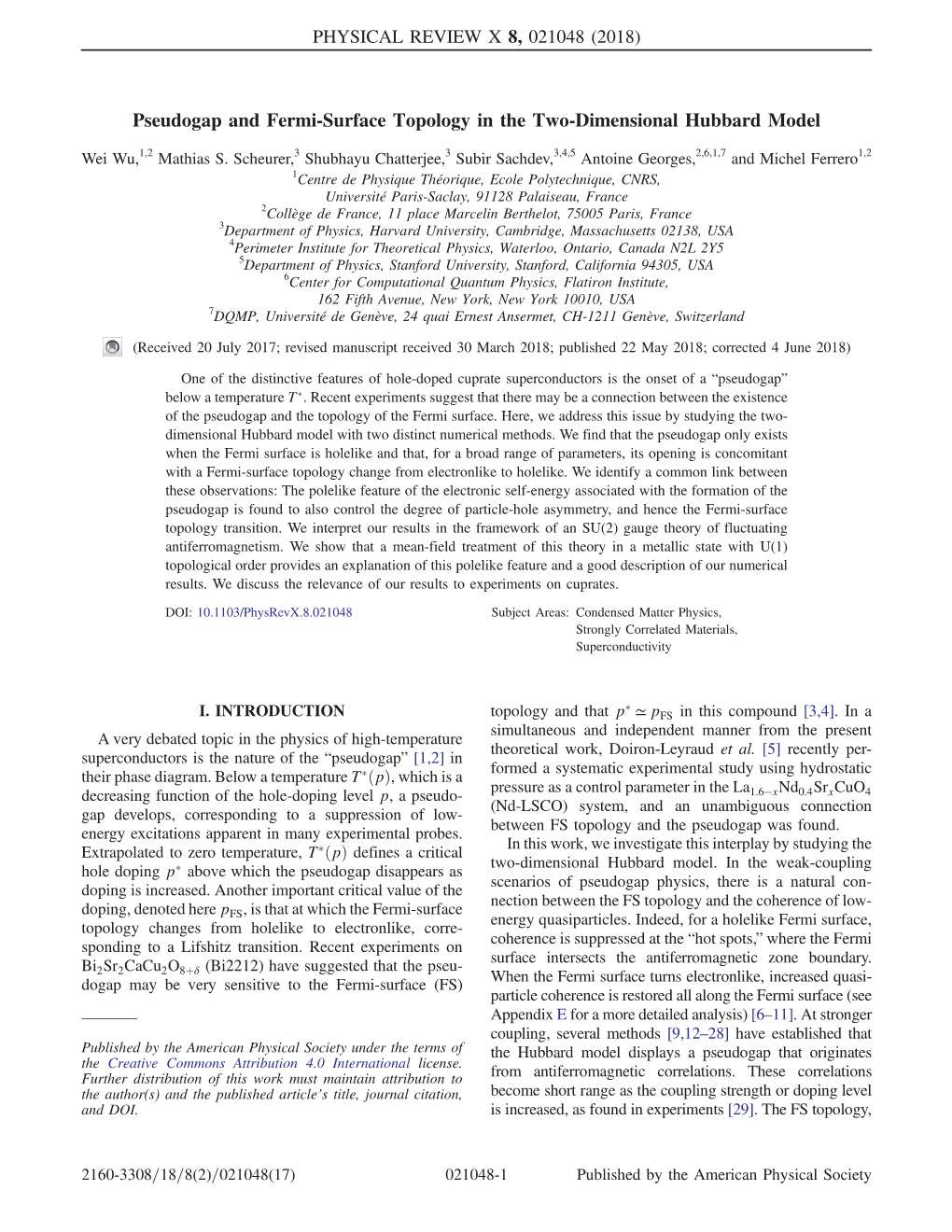 Pseudogap and Fermi-Surface Topology in the Two-Dimensional Hubbard Model