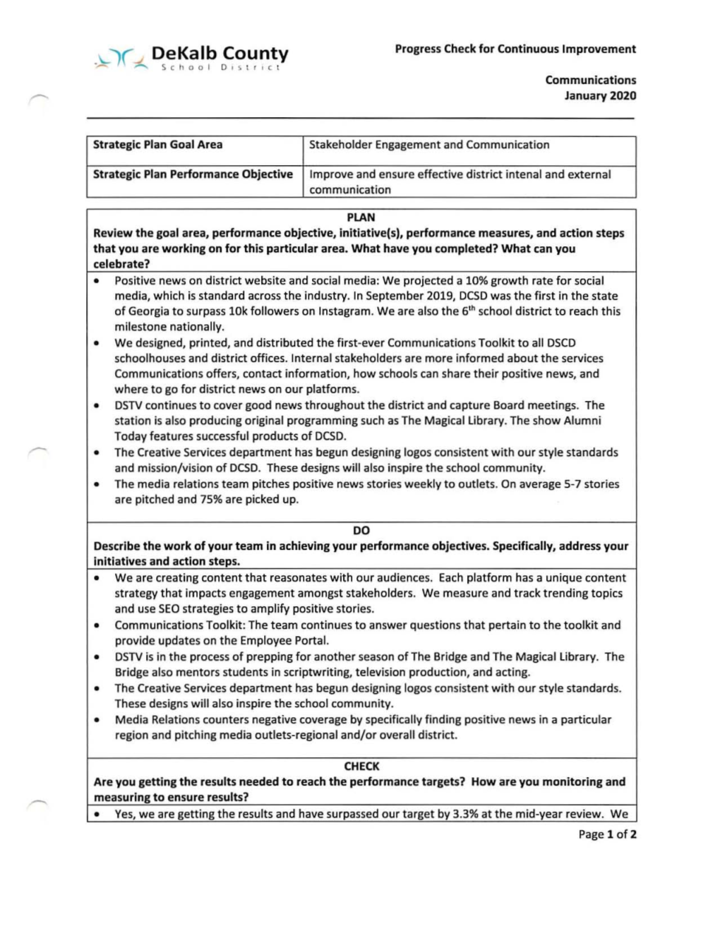 FY20 Mid-Year Review Progress Checks