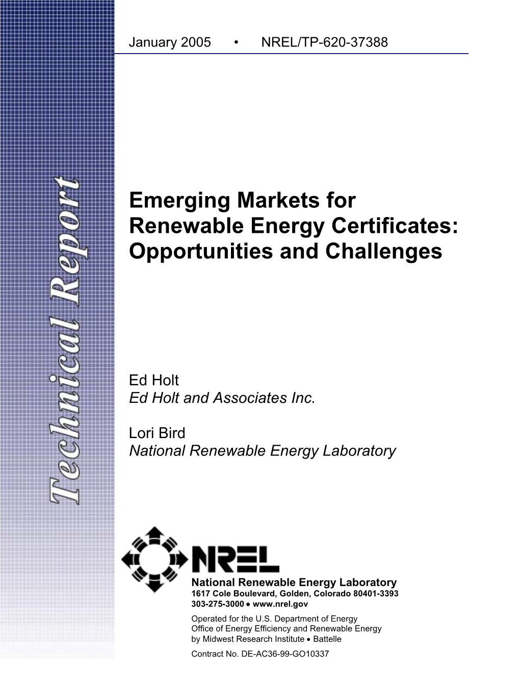 Emerging Markets for Renewable Energy Certificates: Opportunities and Challenges