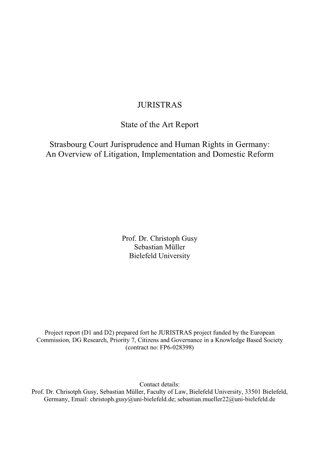 JURISTRAS State of the Art Report Strasbourg Court Jurisprudence
