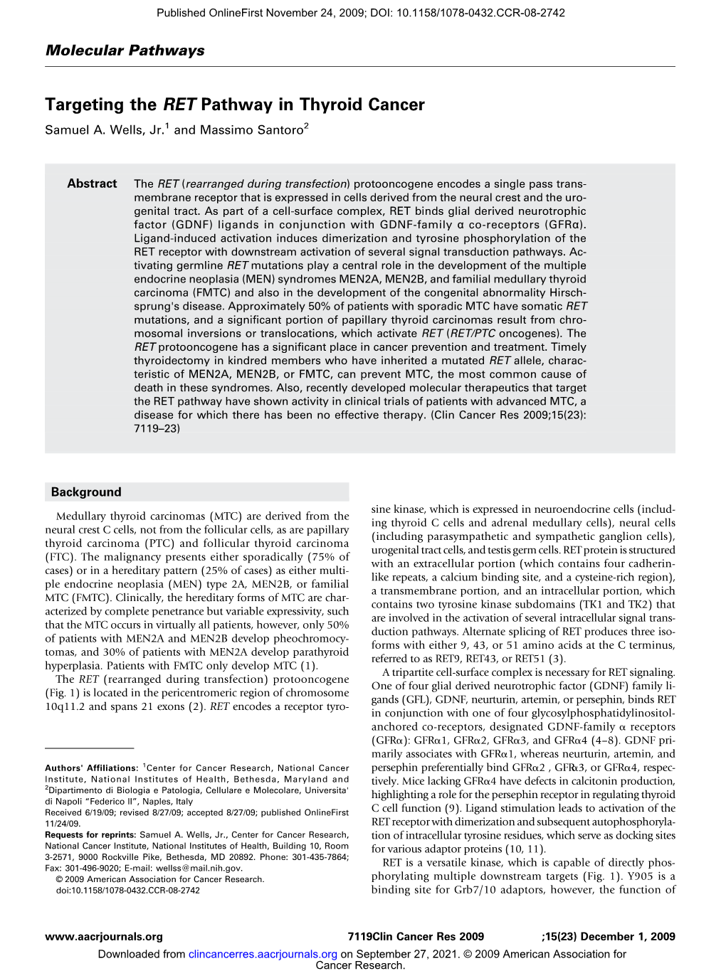 Targeting the RET Pathway in Thyroid Cancer Samuel A