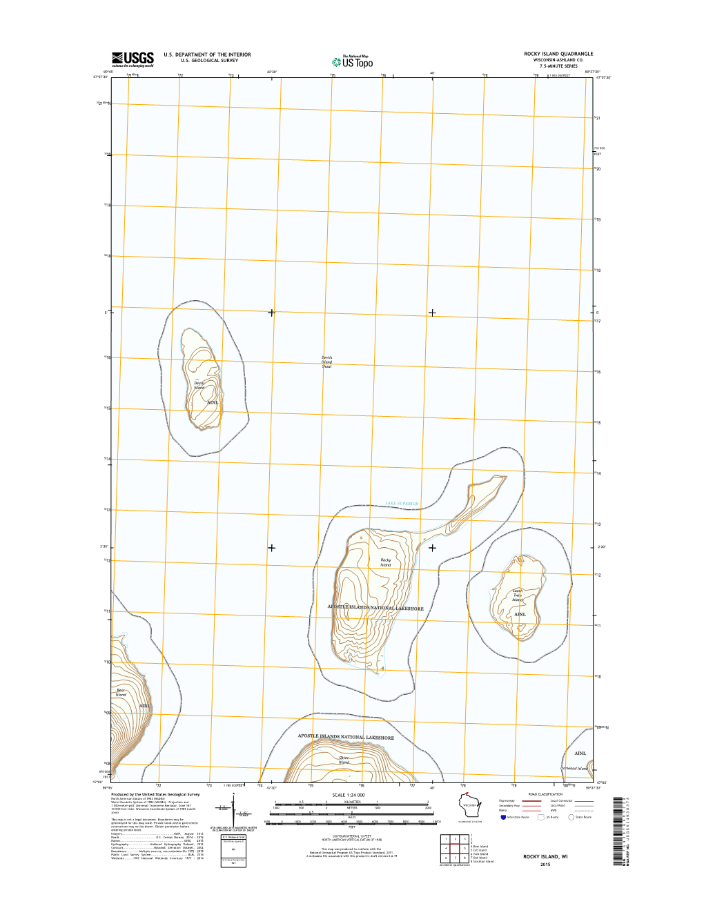 USGS 7.5-Minute Image Map for Rocky Island, Wisconsin