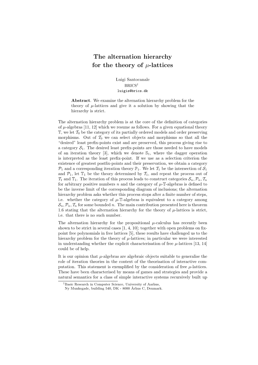 The Alternation Hierarchy for the Theory of Μ-Lattices