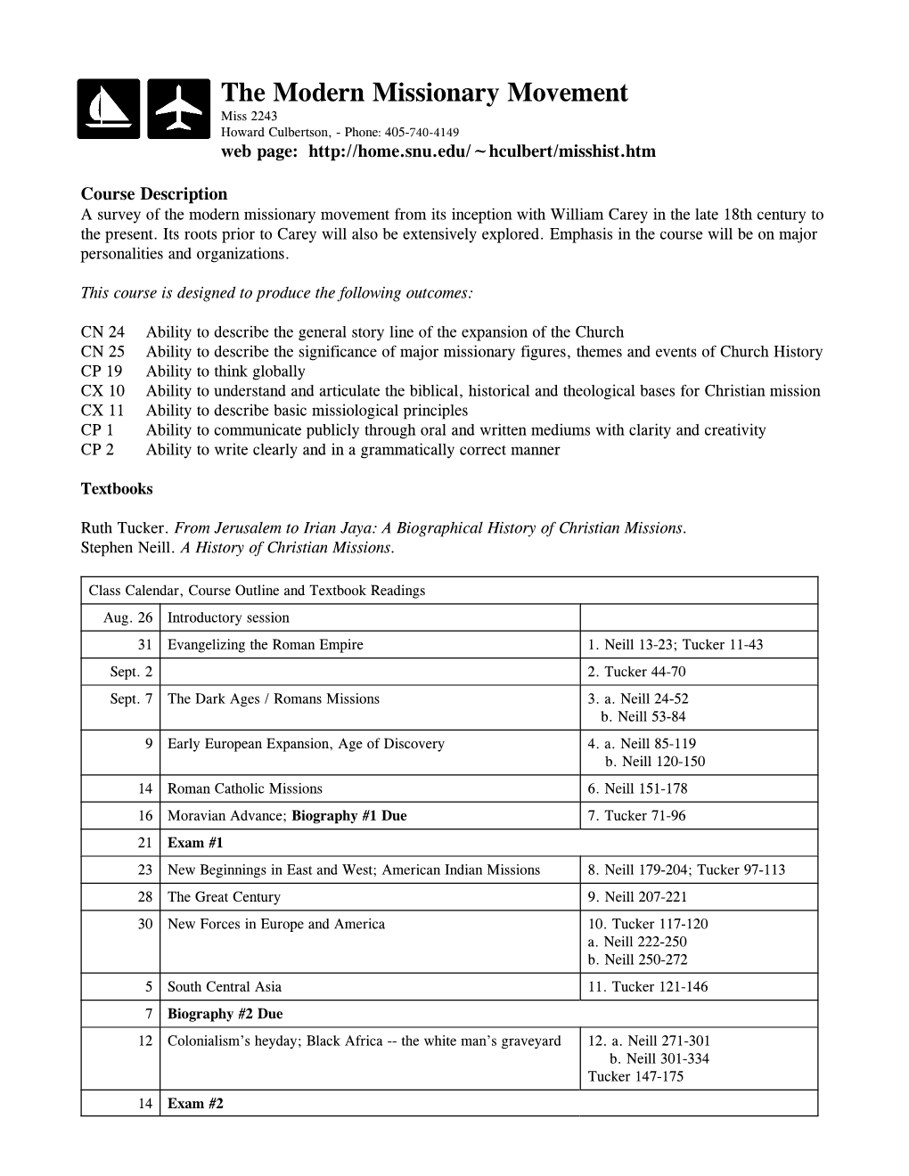 Syllabus for History of Missions