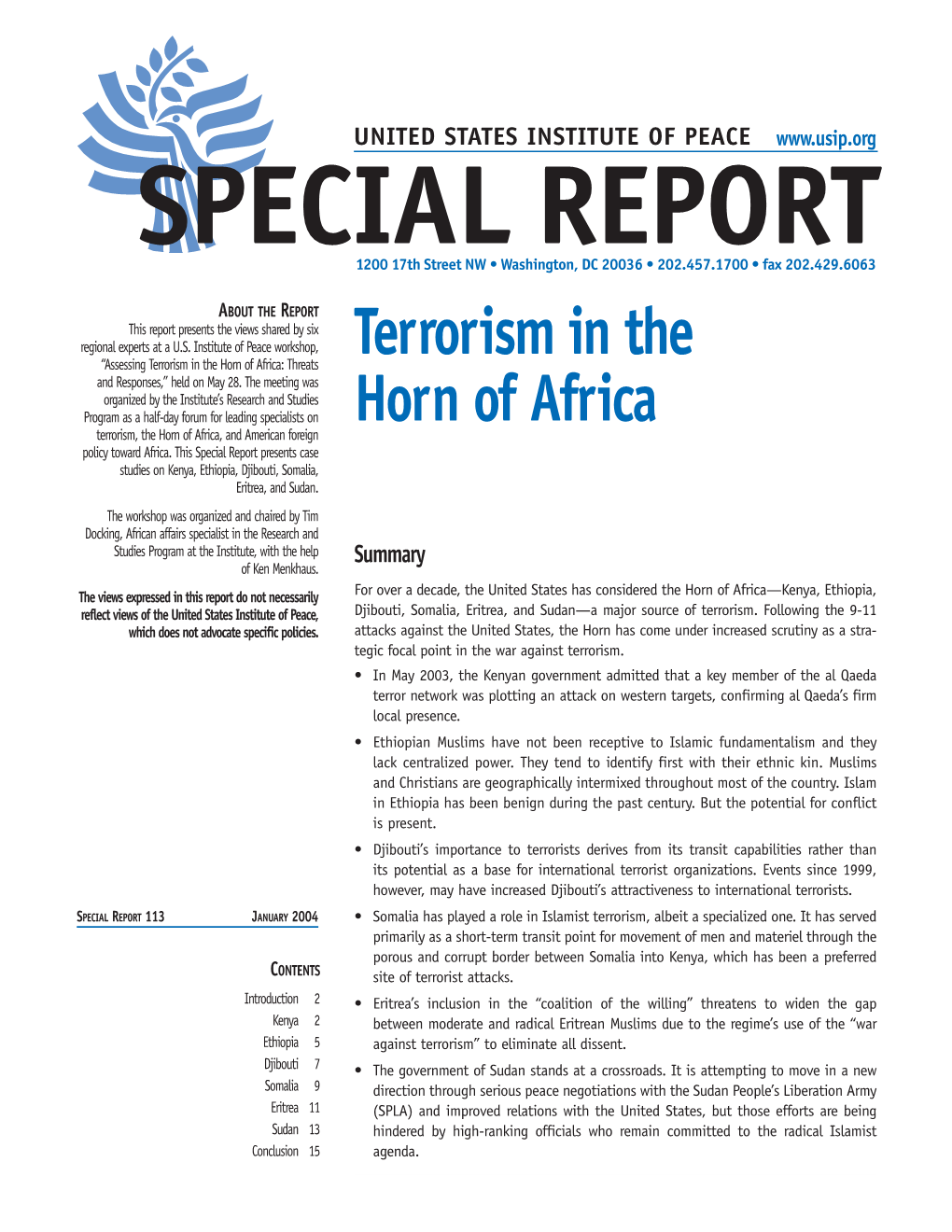 Terrorism in the Horn of Africa: Threats and Responses,” Held on May 28