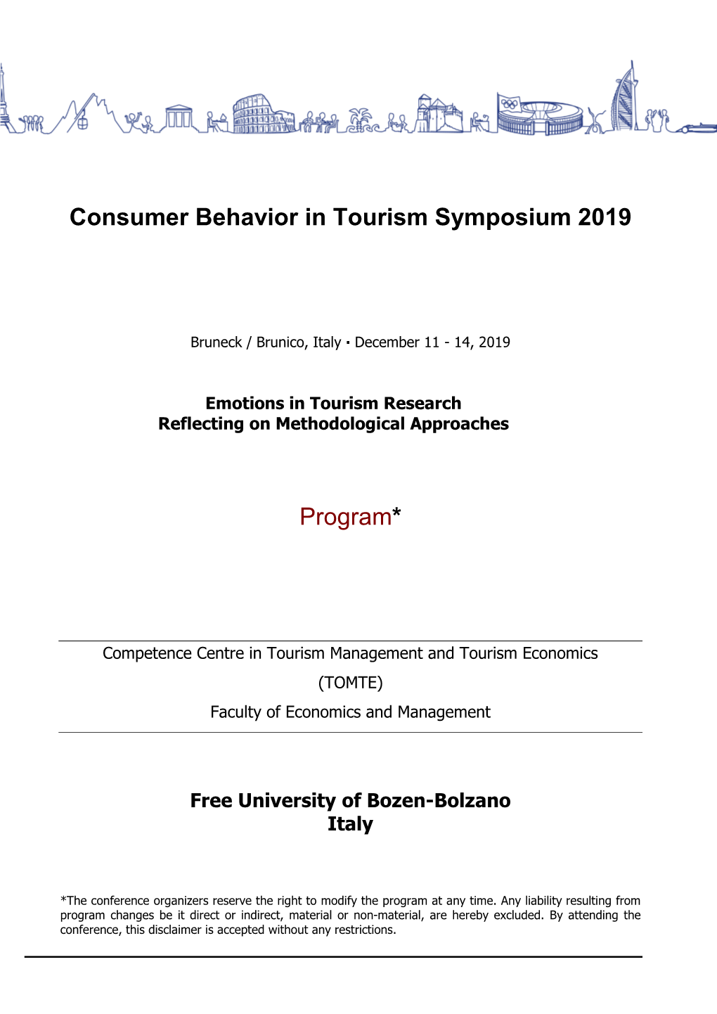 Consumer Behavior in Tourism Symposium 2019