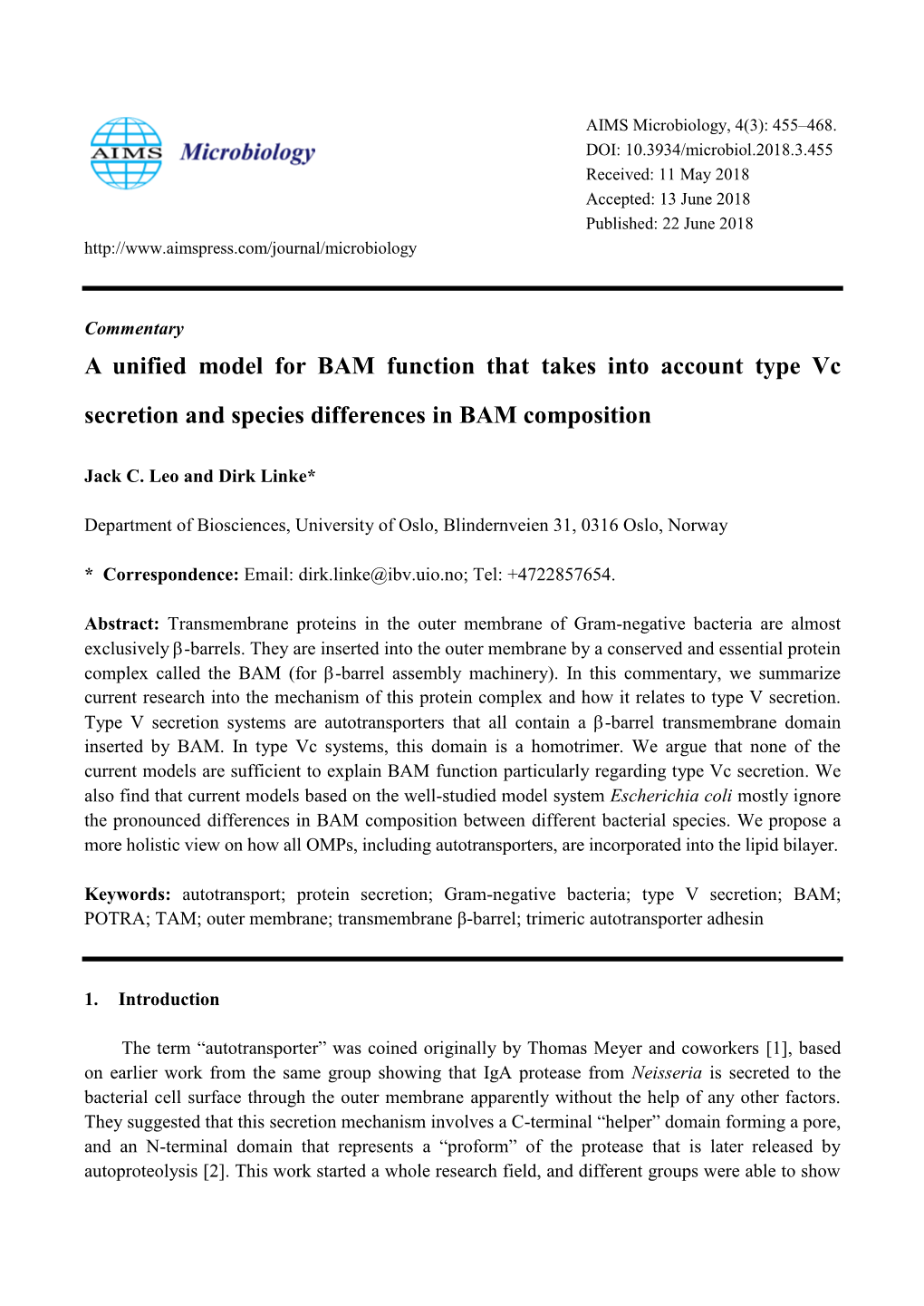 A Unified Model for BAM Function That Takes Into Account Type Vc Secretion and Species Differences in BAM Composition