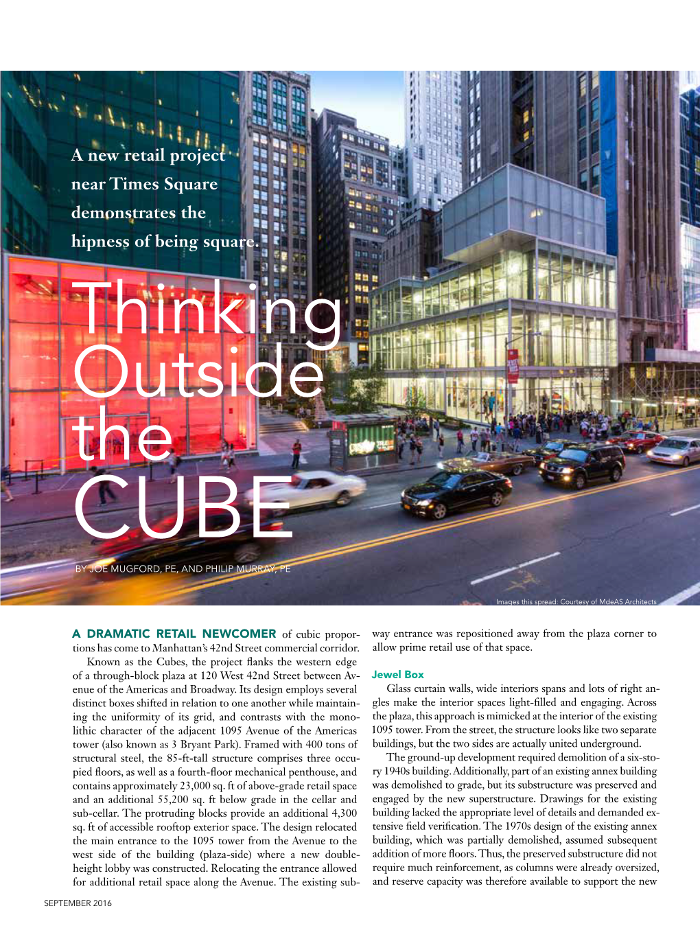 Thinking Outside the CUBE by JOE MUGFORD, PE, and PHILIP MURRAY, PE