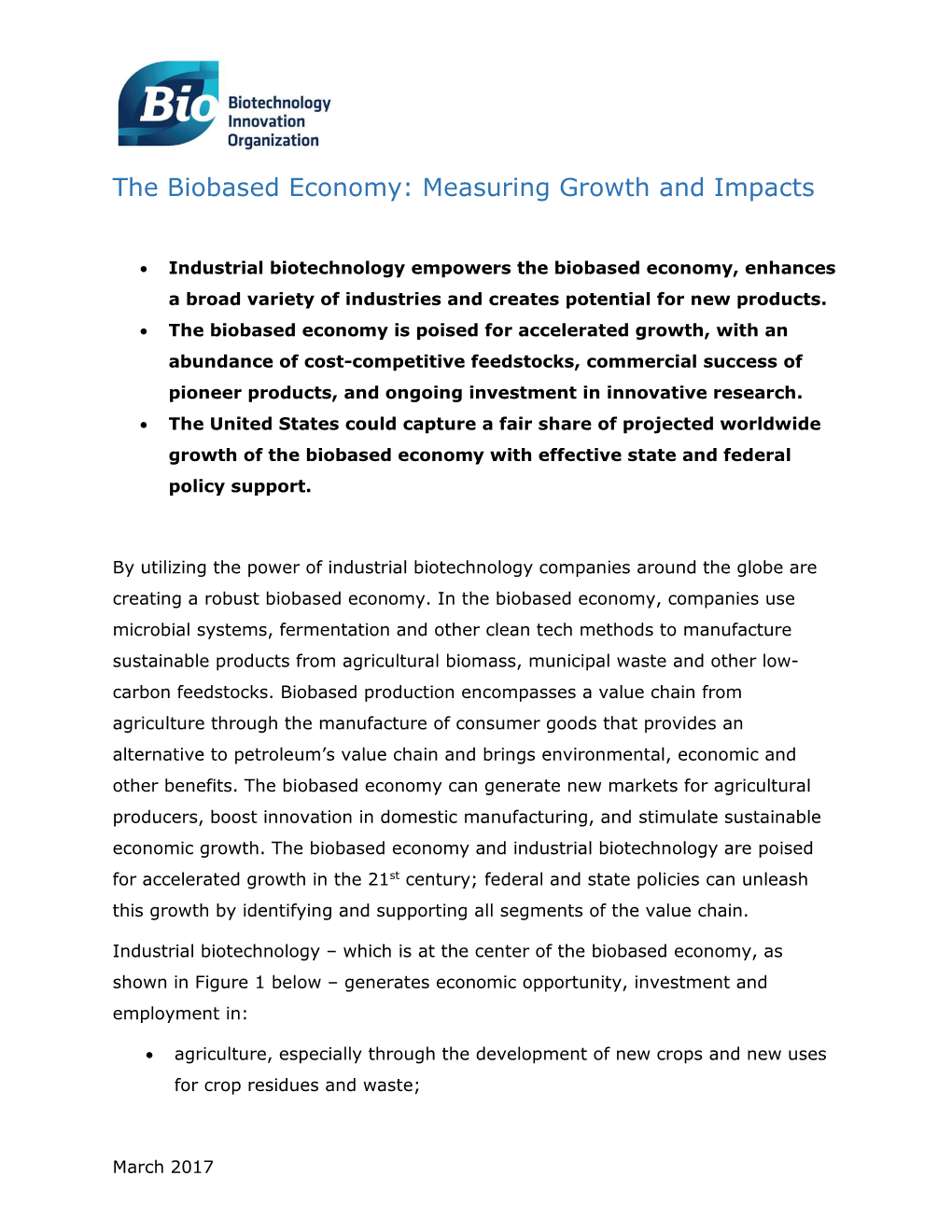 The Biobased Economy: Measuring Growth and Impacts