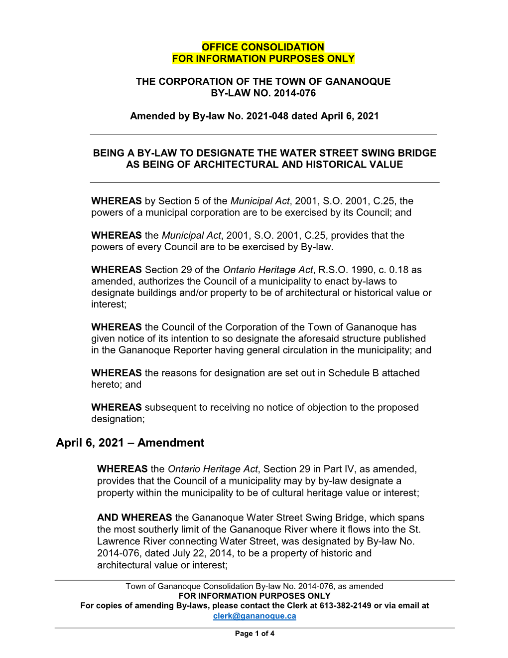 April 6, 2021 – Amendment
