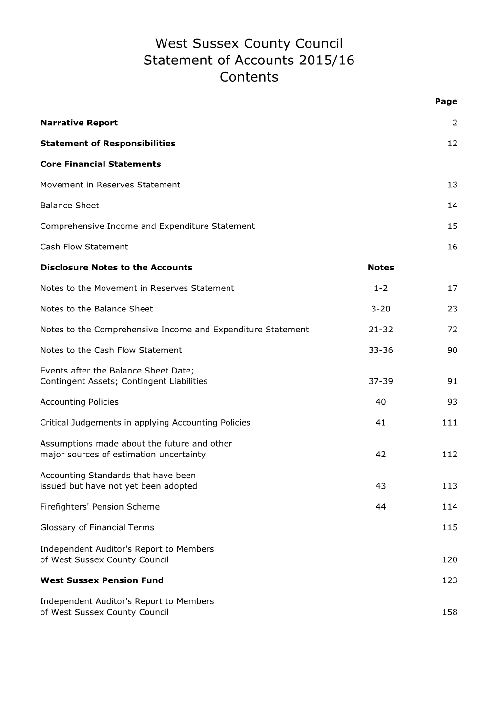 WSCC Statement of Accounts 2015-16