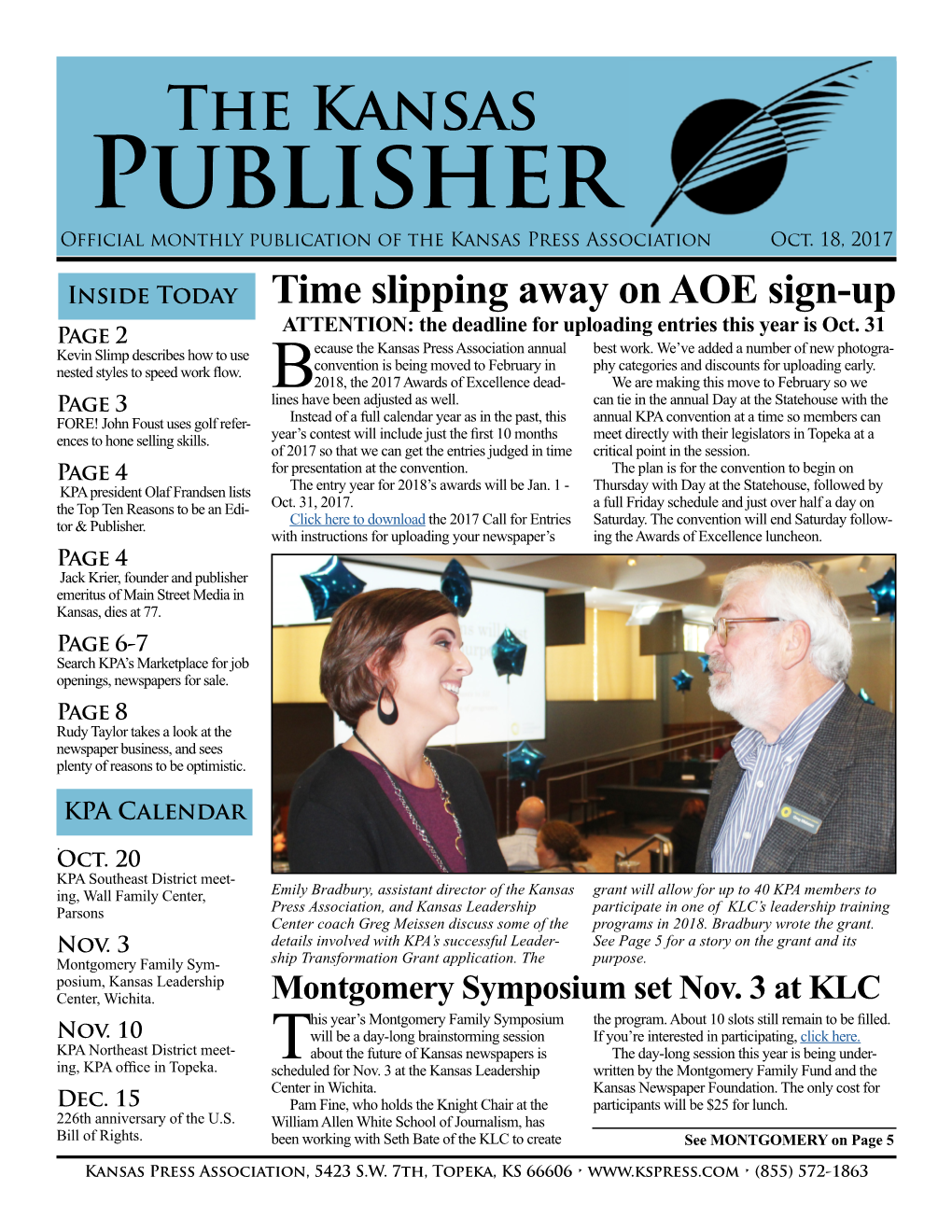 Kansas Publisher Official Monthly Publication of the Kansas Press Association Oct