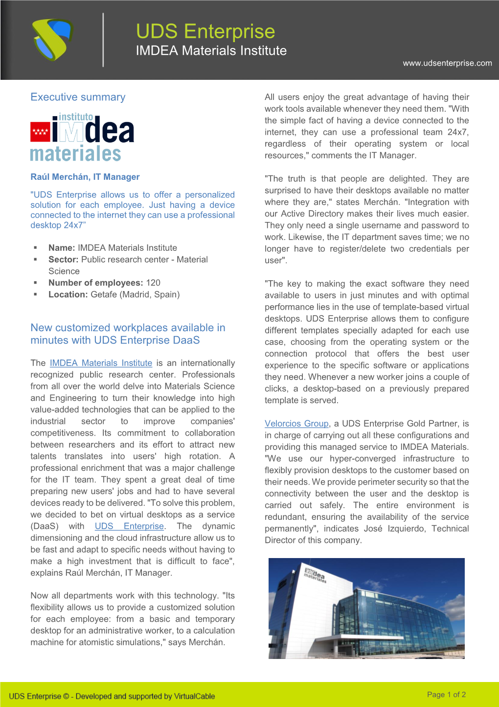 Case Study IMDEA Materials Institute