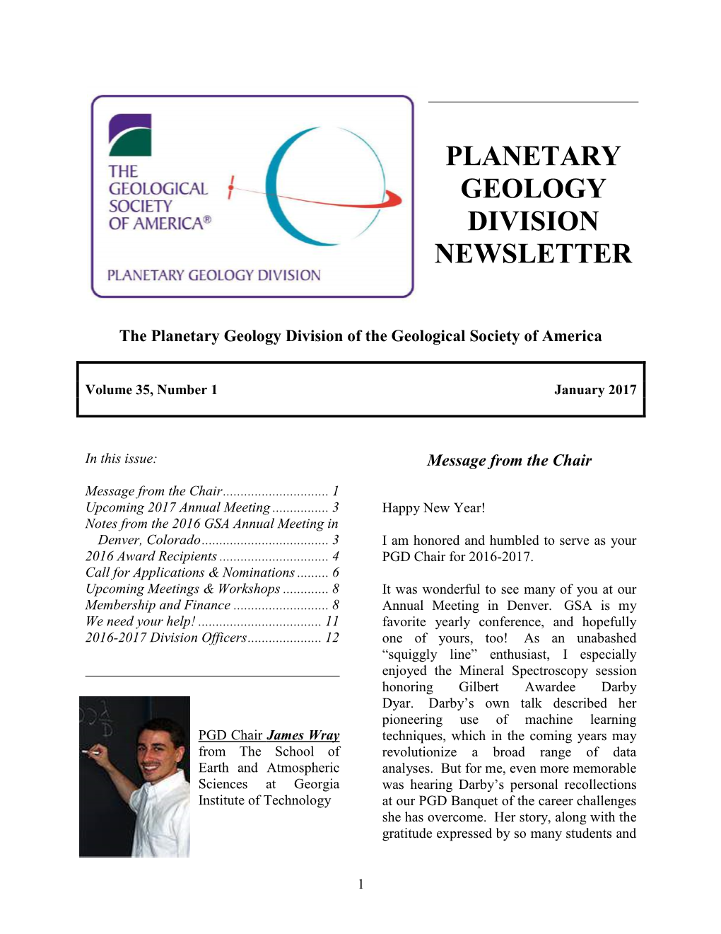 Planetary Geology Division Newsletter