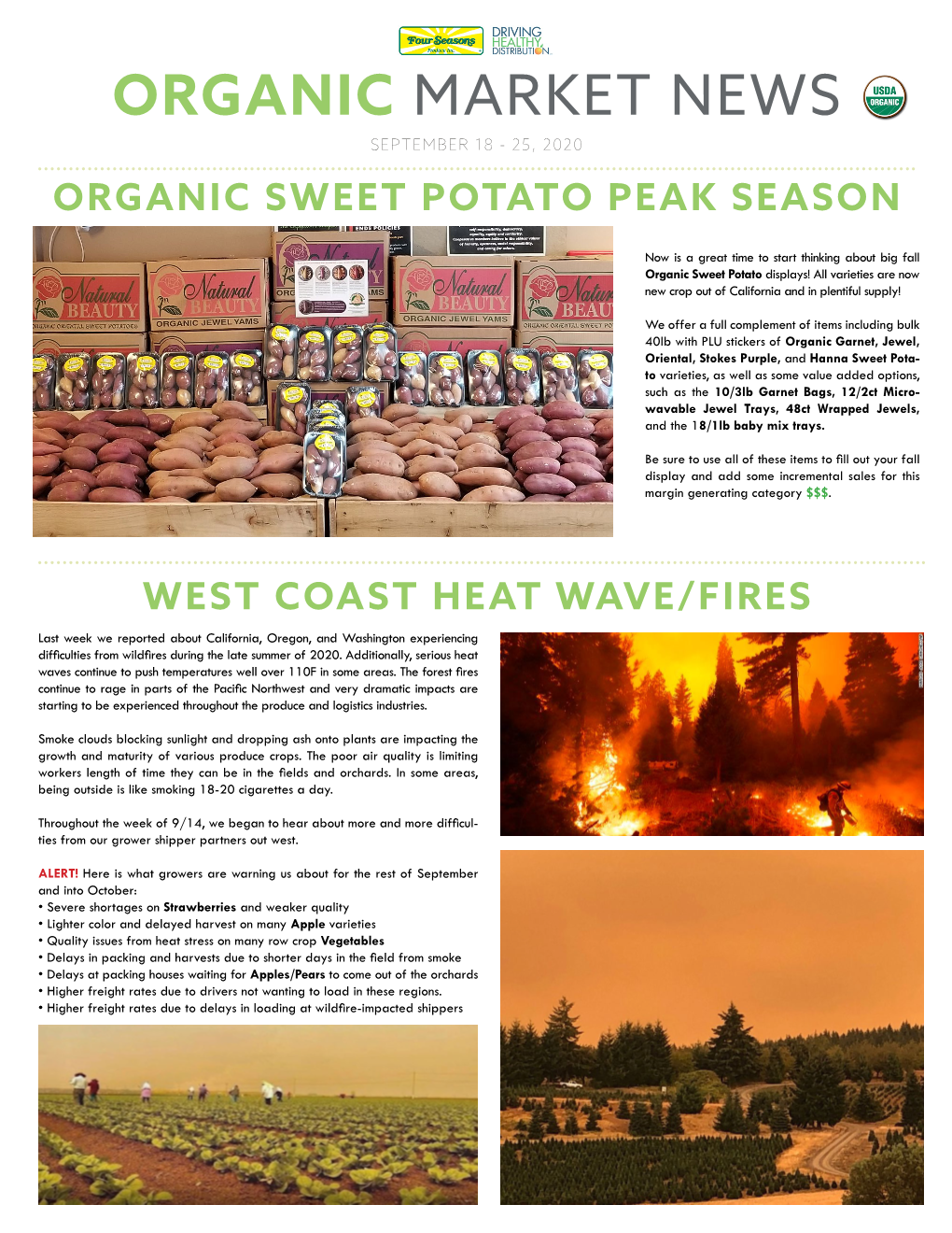 Organic Market News September 18 - 25, 2020 Organic Sweet Potato Peak Season