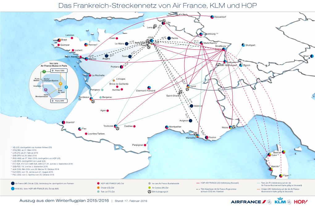 Das Frankreich-Streckennetz Von Air France, KLM Und HOP