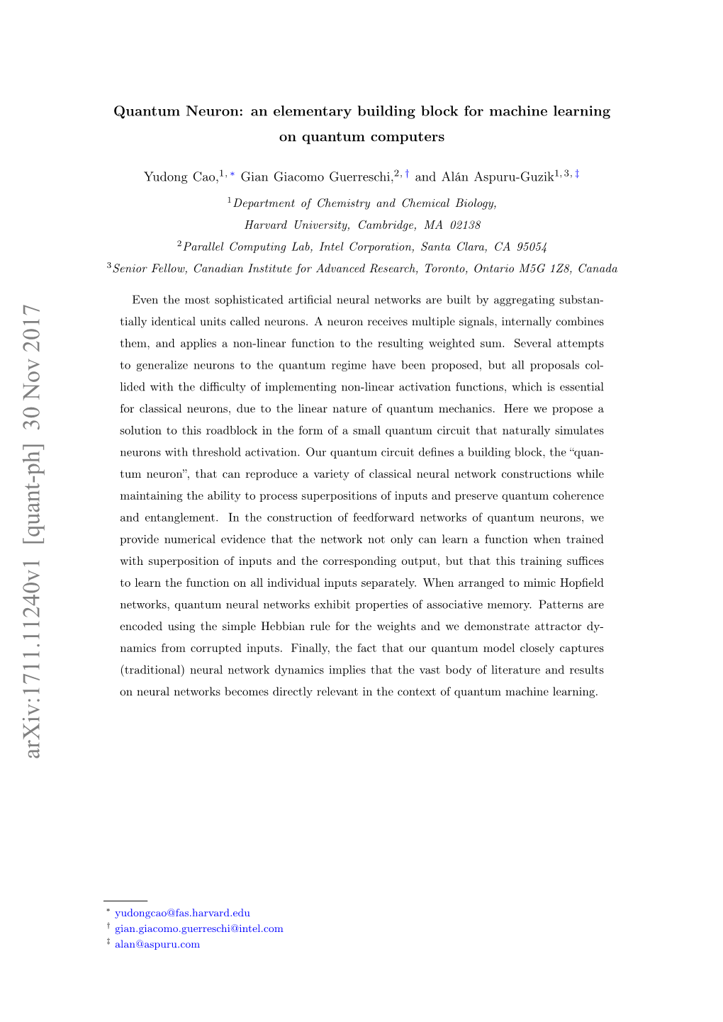 Arxiv:1711.11240V1 [Quant-Ph] 30 Nov 2017