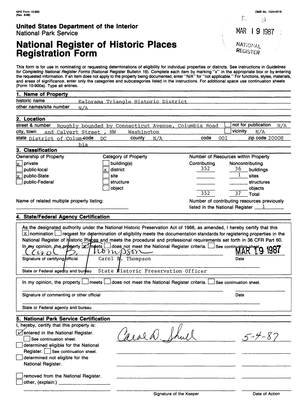 National Register of Historic Places Registration Form MAK 19 \9Of