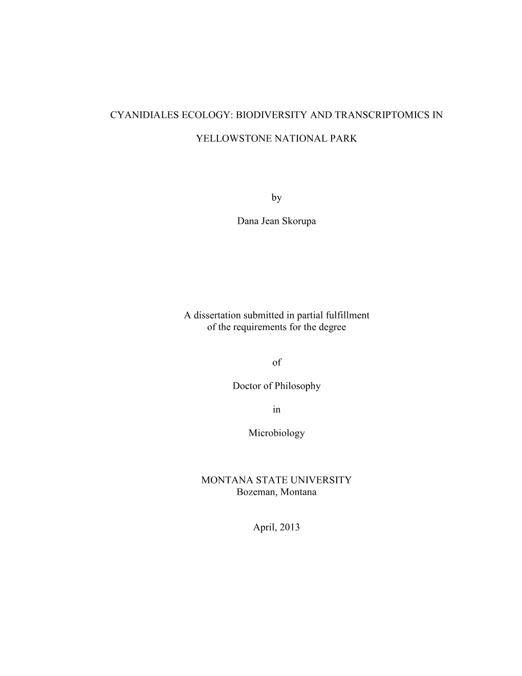 Cyanidiales Ecology: Biodiversity and Transcriptomics In