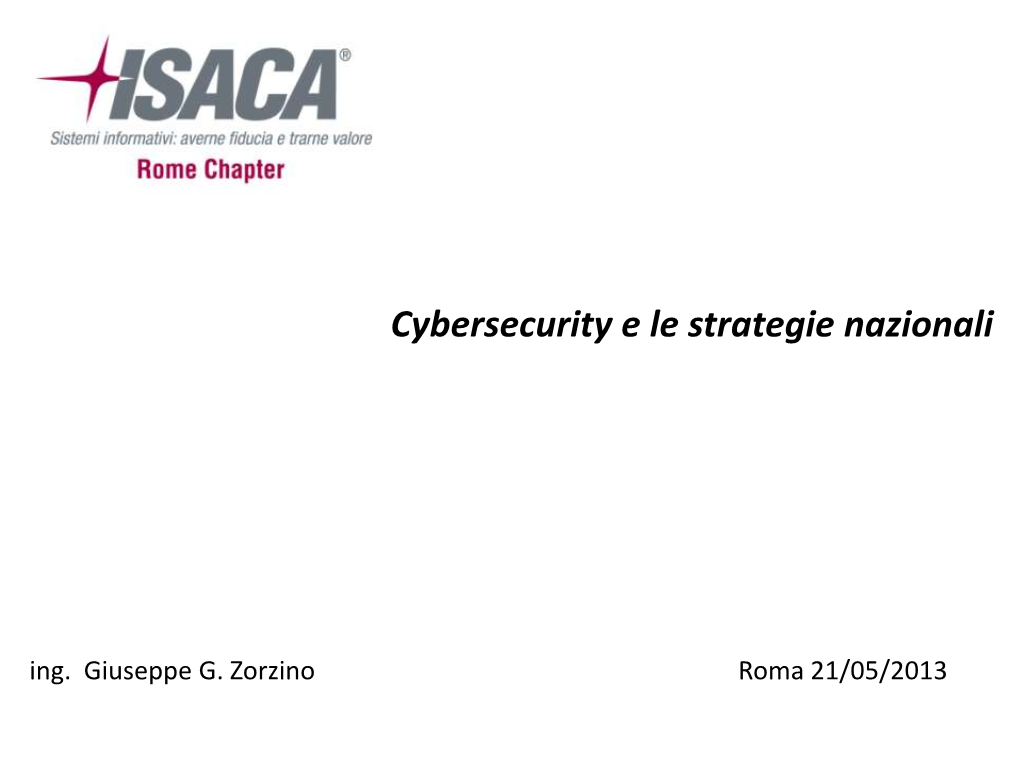 Cybersecurity E Le Strategie Nazionali