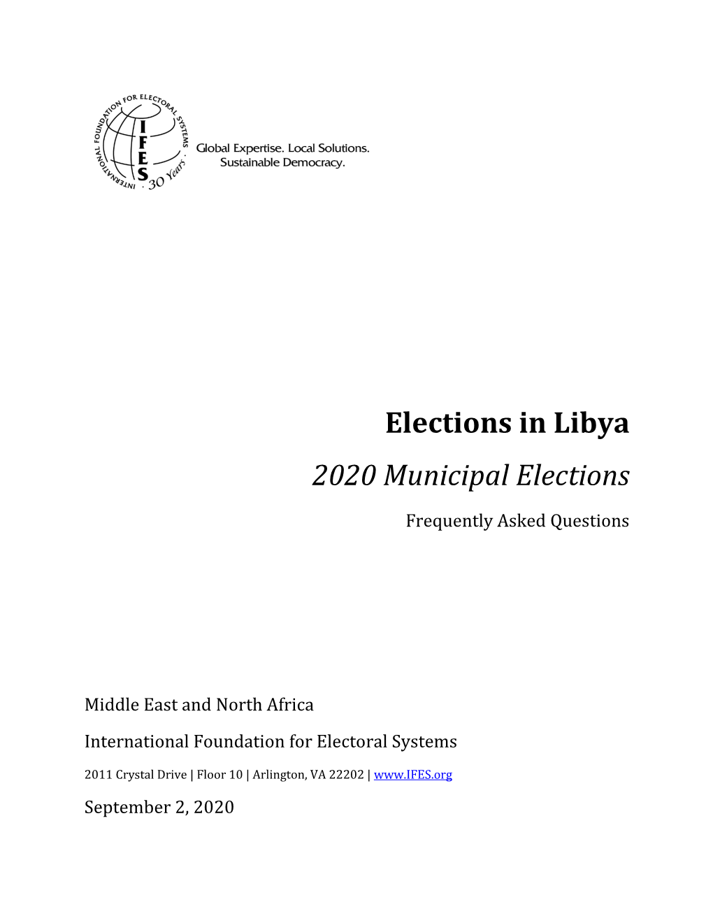 Elections in Libya: 2020 Municipal Elections Frequently Asked Questions