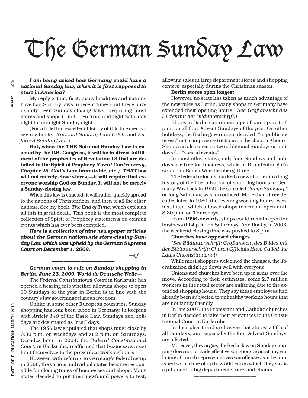 The German Sunday Law