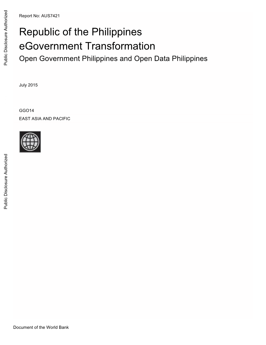 Open Government Philippines and Open Data Philippines Public Disclosure Authorized