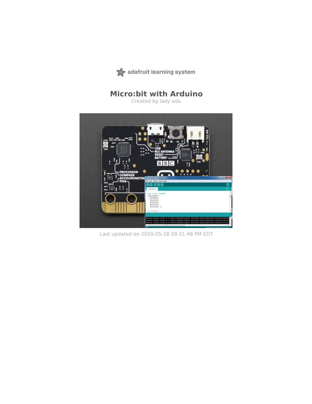 Micro:Bit with Arduino Created by Lady Ada
