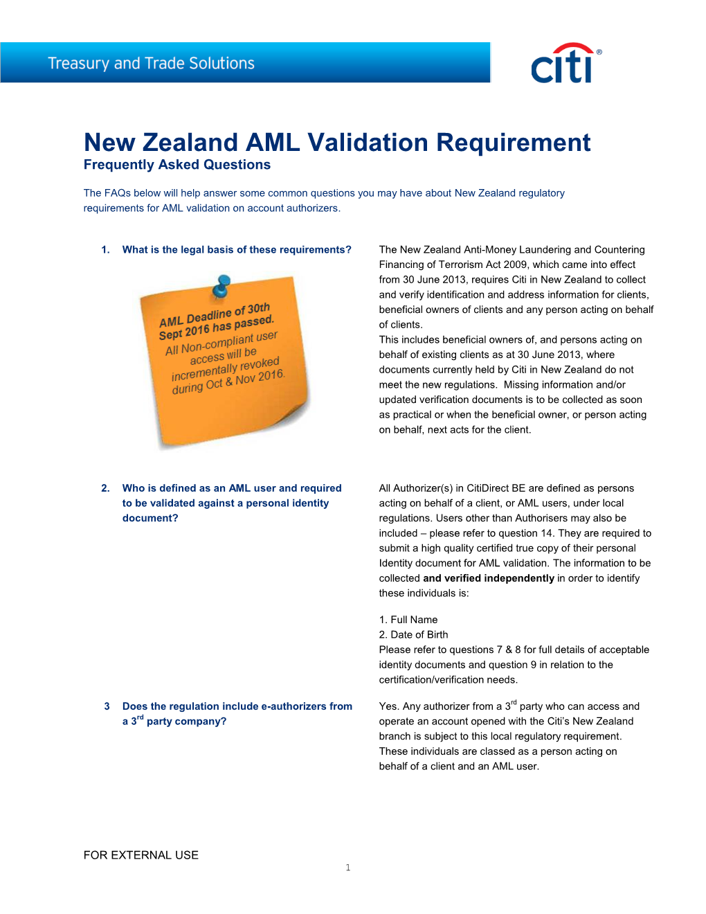 New Zealand AML Validation Requirement Frequently Asked Questions