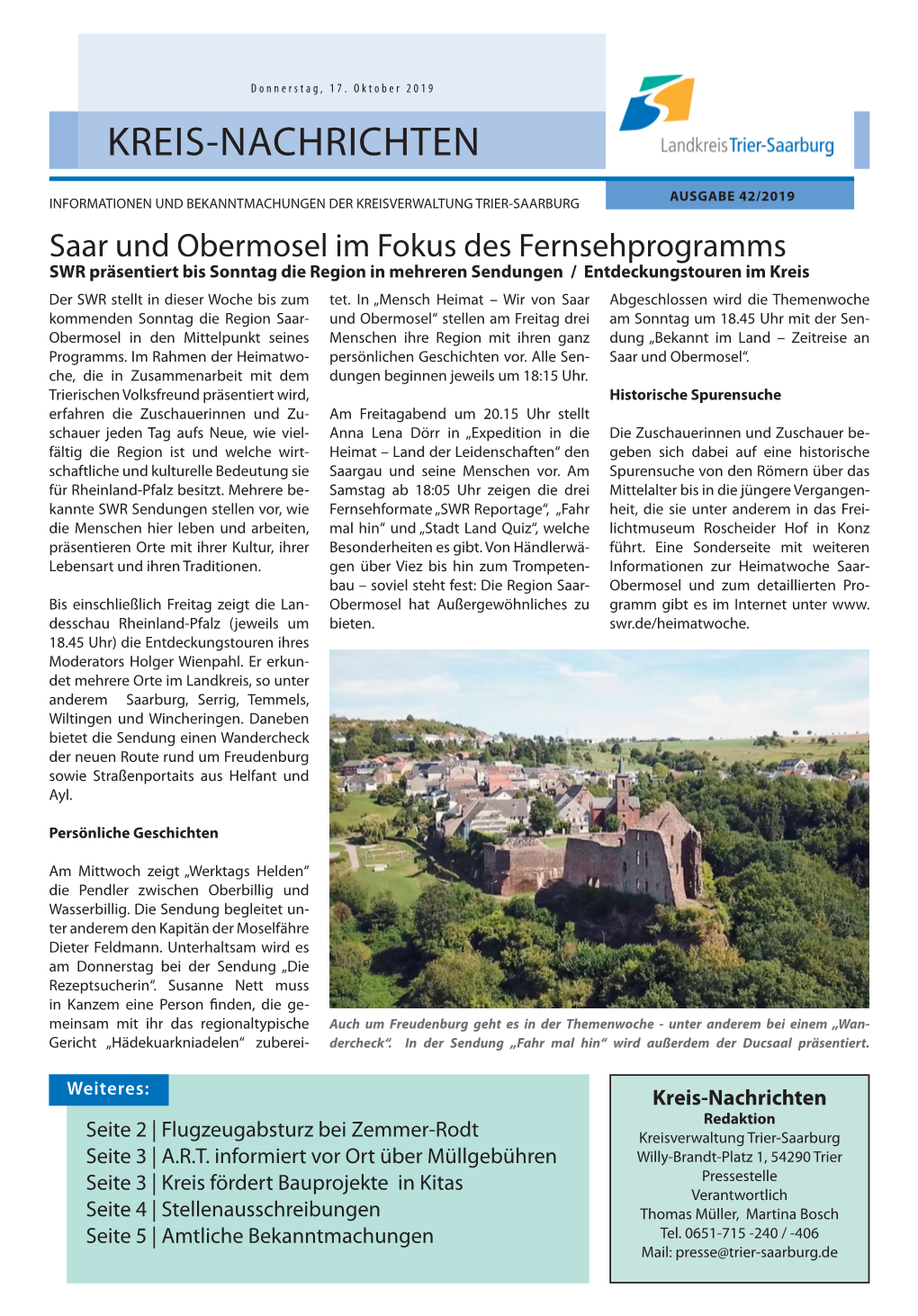 Kreis-Nachrichten 42/2019 Vom 17.10.2019
