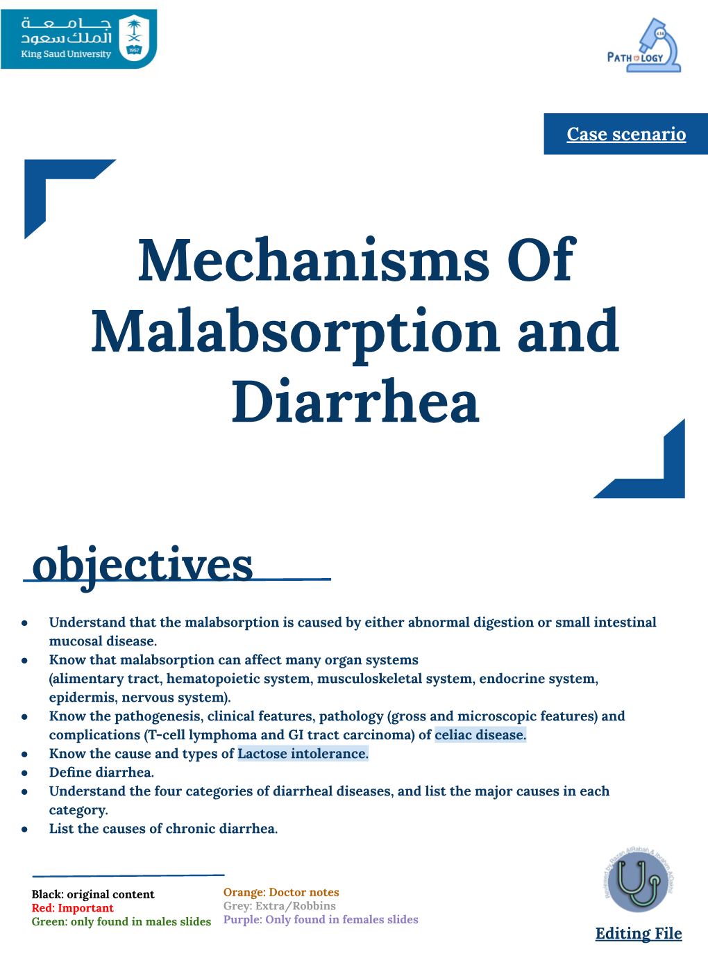 Mechanisms of Malabsorption and Diarrhea