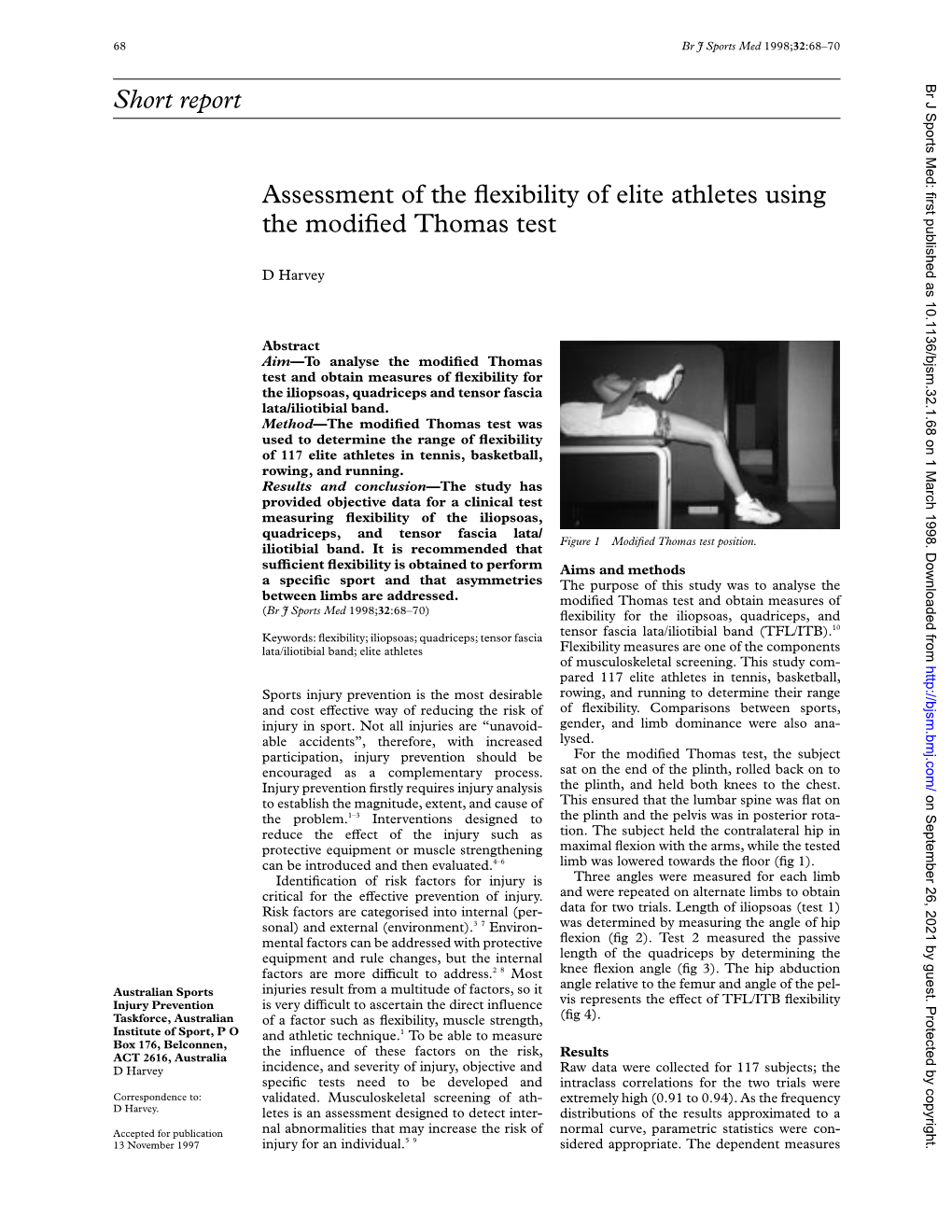 Short Report Assessment of the Flexibility of Elite Athletes Using The