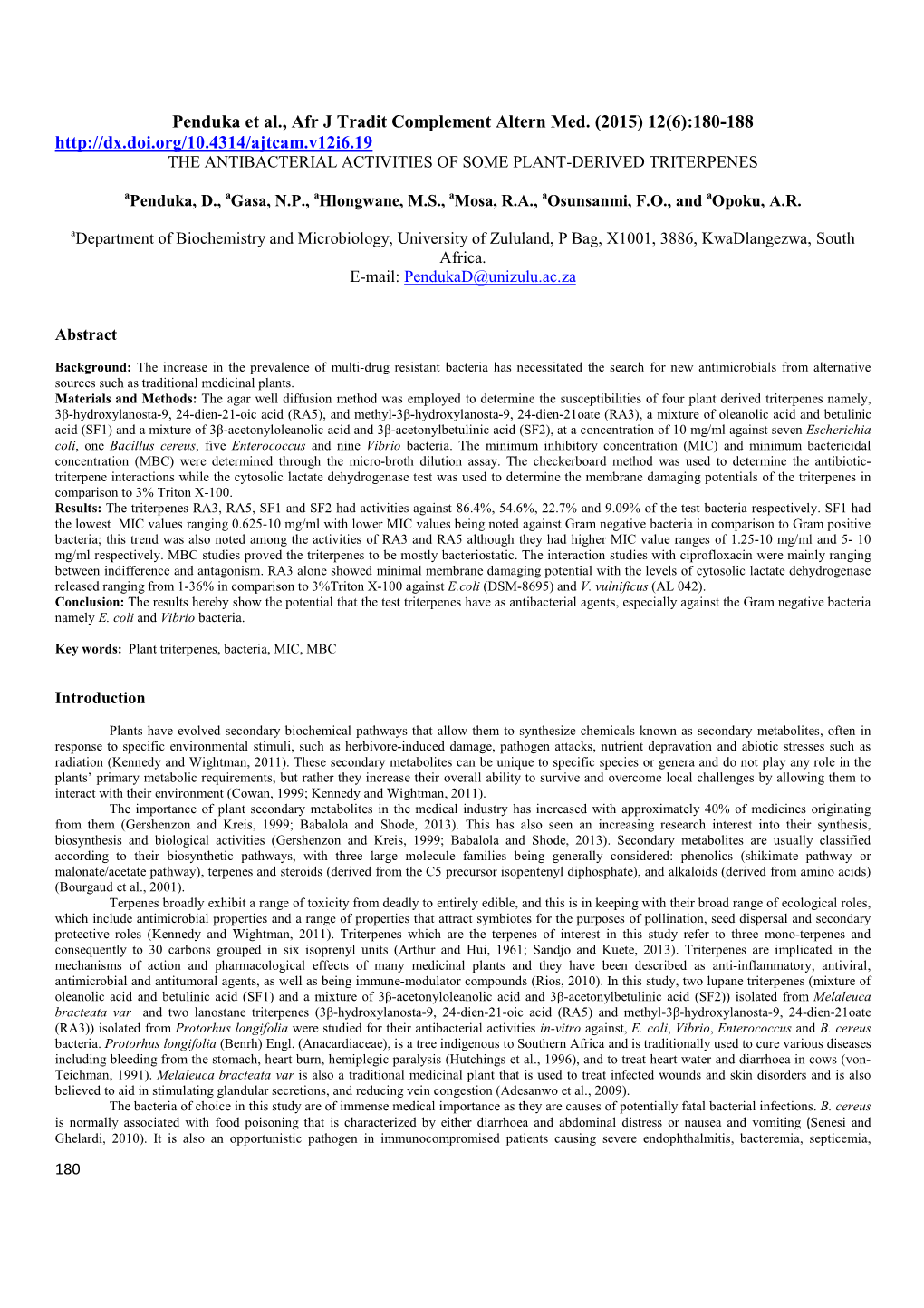 Penduka Et Al., Afr J Tradit Complement Altern Med. (2015) 12(6)