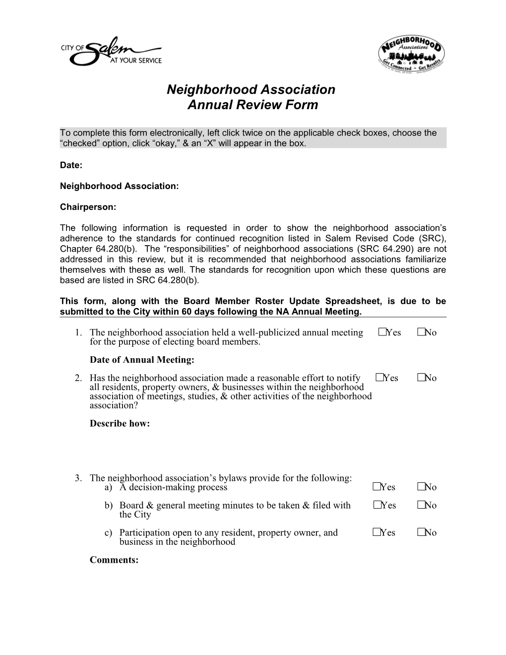 Annual Review Form - Word Format