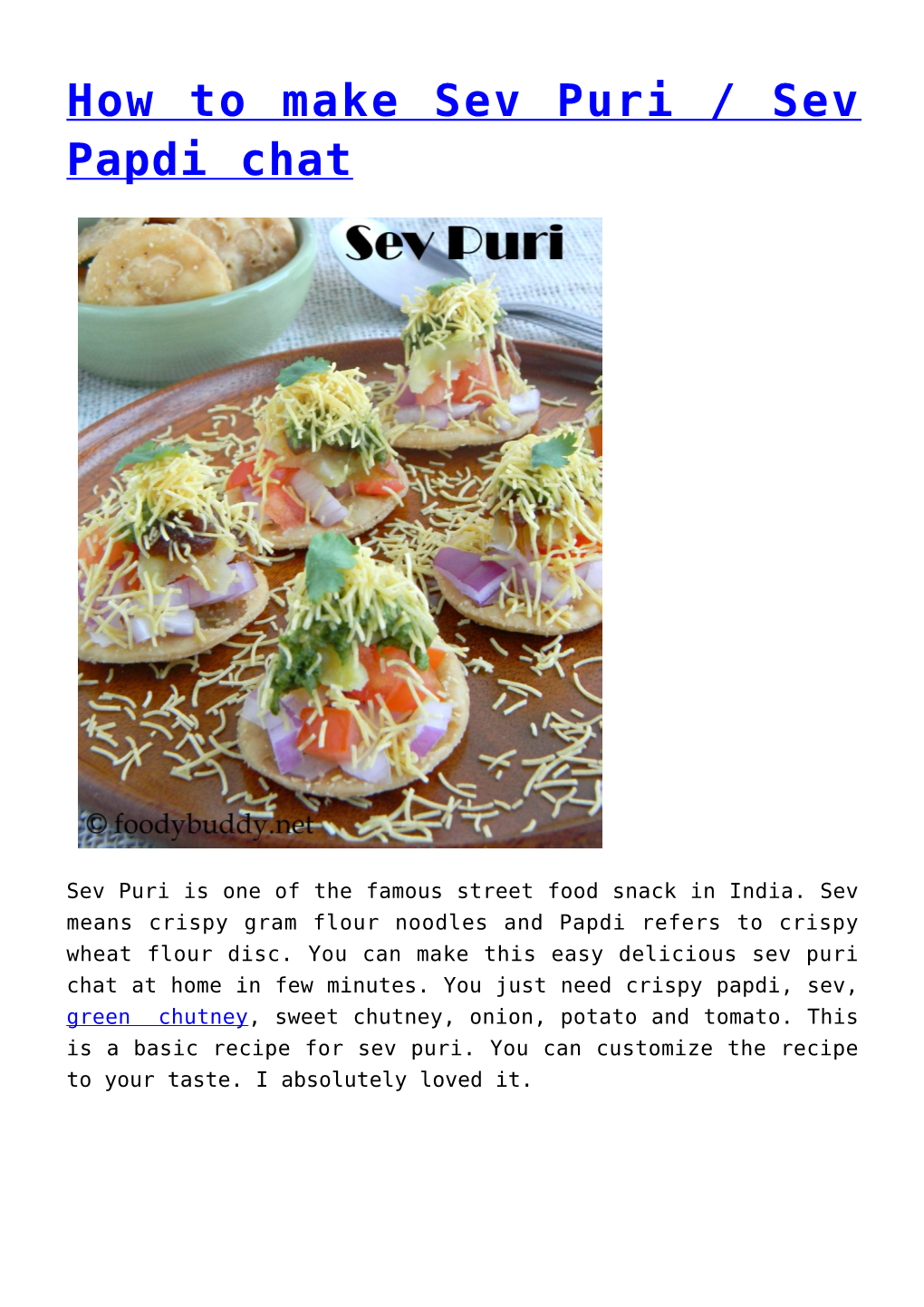 How to Make Sev Puri / Sev Papdi Chat