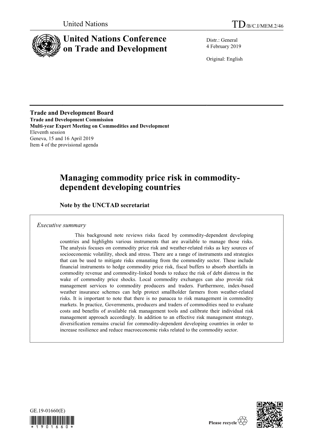 Managing Commodity Price Risk in Commodity-Dependent Developing