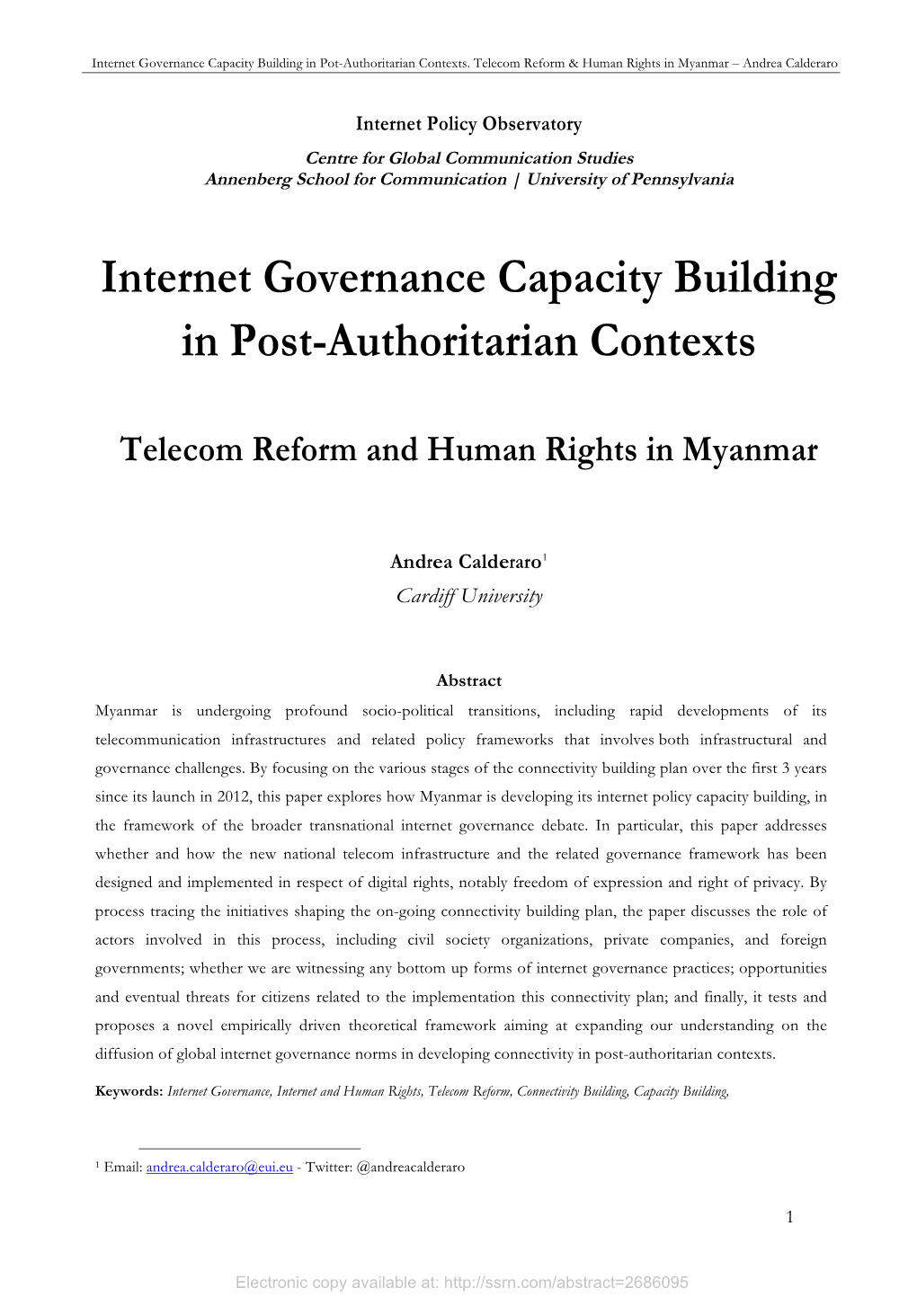 Internet Governance Capacity Building in Post-Authoritarian Contexts